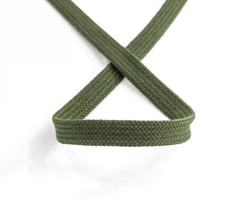 Шнур PEGA плоский хлопковый, цвет хаки, 12 мм