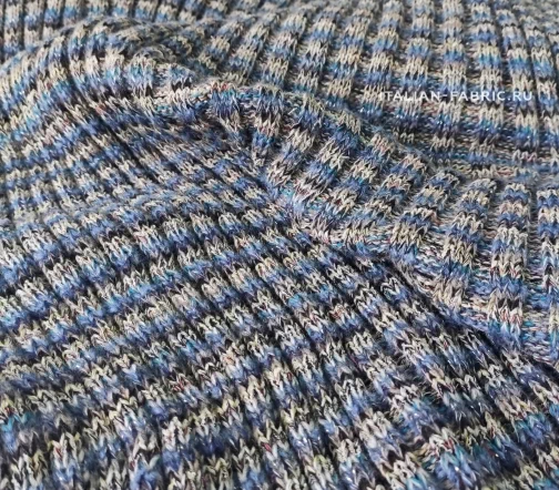 Трикотаж "Резинка крупная с люрексом", цвет серо-голубой, 1092021-1