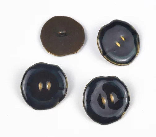 Пуговица, Union Knopf, на ножке, металл/эмаль, цвет зеленый, 28 мм