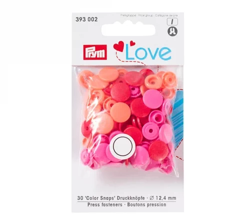 393002 Kнопки Color Snaps Prym Love, цвет красный/розовый, 12,4мм, 30шт, Prym