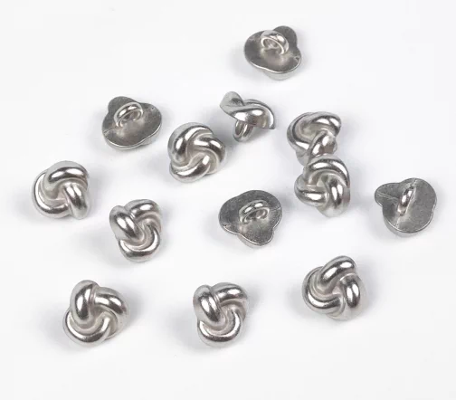 Пуговица Узелок, на ножке, металл, цв. серебро, 11 мм