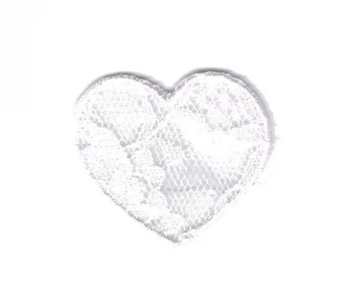 Термоаппликация "Сердце кружевное малое белое", 3 х 3,5 см, арт. 569614.А