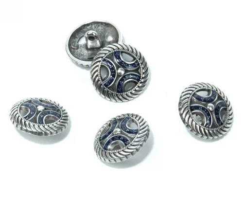 Пуговица Union Knopf, на ножке, металл, цвет синий/сост.серебро, 20 мм