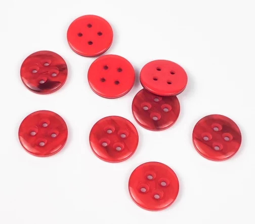 Пуговицы, Union Knopf, "Круглые с перламутром", 4 отв., пластик, цвет красный, 18 мм