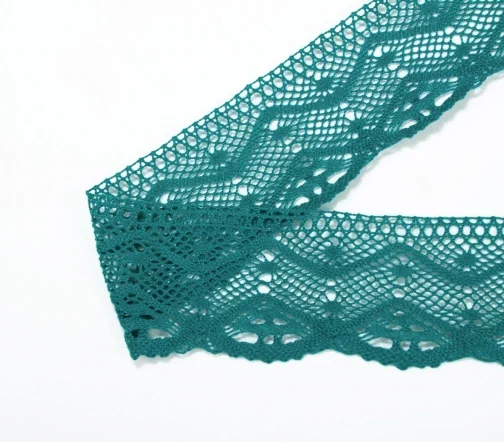 Мерсеризованное кружево IEMESA, ширина 58 мм, цвет зеленый