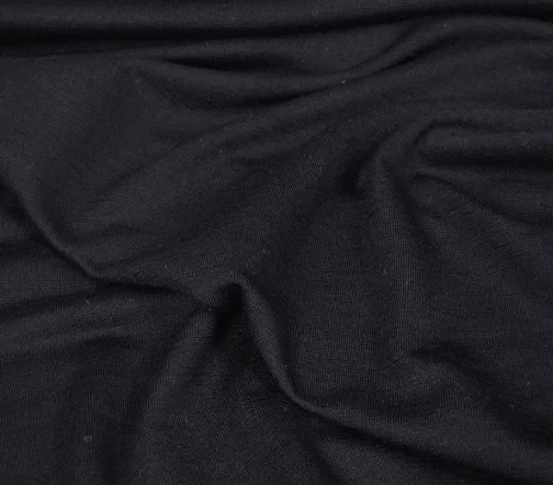 Трикотаж шерстяной однотонный, цвет черный, 56538
