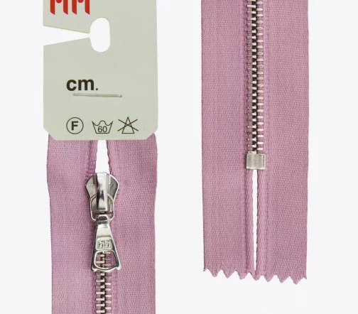 Молния RiRi атласная, металл, неразъём, 4мм 16см, подв. Flach, цепь Ni, цвет 9413, светло-сиреневый