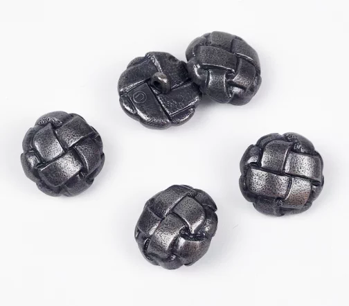 Пуговица, Union Knopf, "Переплетение", на ножке, пластик, цвет никель, 20 мм