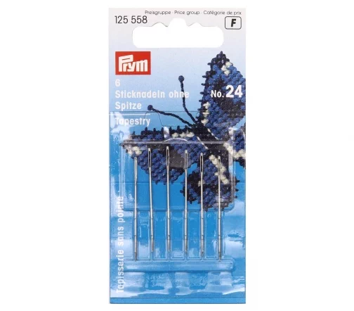 125558 Иглы для вышивания со скругленным острием, сталь №24 0,80*37 мм, Prym