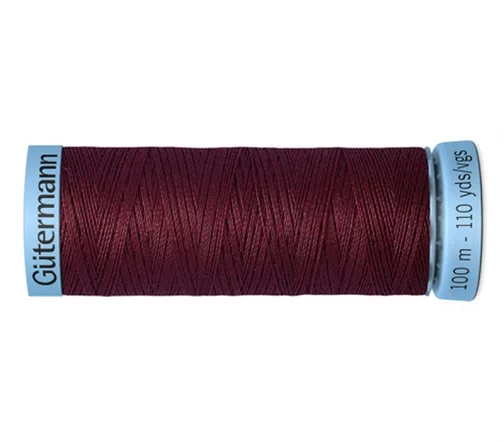 Нить Silk S303 для тонких швов, 100м, 100% шелк, цвет 369 винный, Gutermann 744590