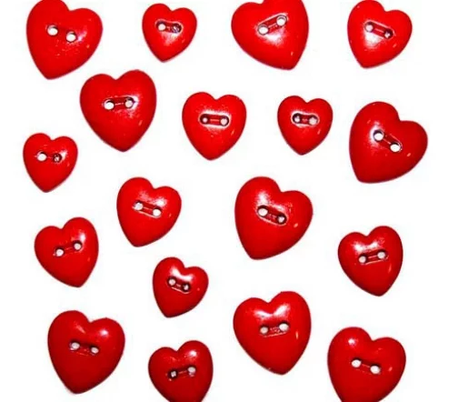 Декоративные пуговицы Dress It Up "Красные сердца", 18 шт., 1177306