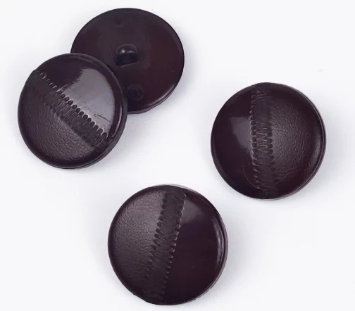 Пуговица, Union Knopf, "Со швом, под кожу", на ножке, пластик, цвет коричневый, 23 мм