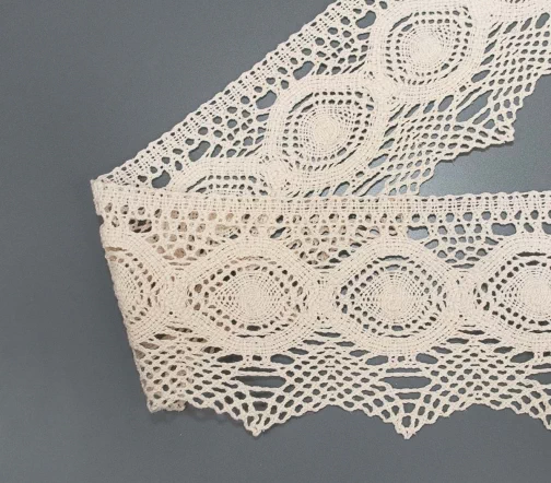 Мерсеризованное хлопковое кружево IEMESA, ширина 10,5 см, цвет топленое молоко