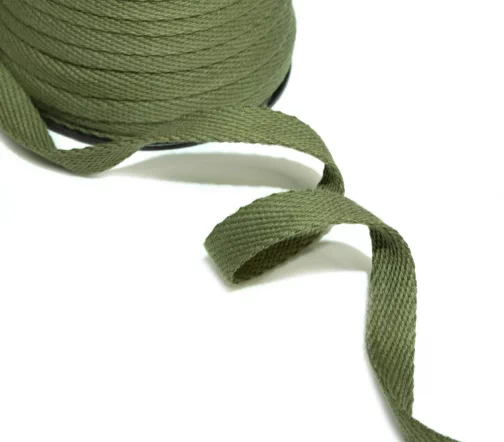 Шнур плоский, 15 мм, цвет хаки, арт. ХБ-8515-5