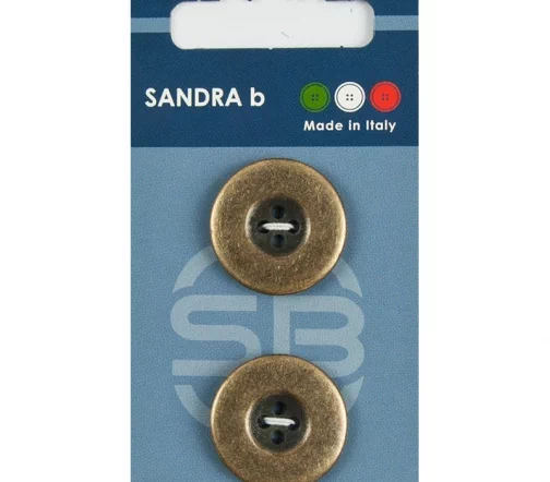 Пуговицы Sandra, 23 мм, 4 отв., металл, 2 шт., медный, CARD214