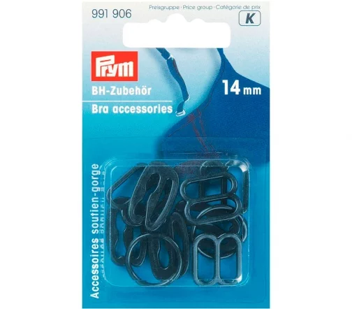 991906 Дополнительные детали для бюстгальтера, пластик, черный, 14 мм, упак./10 шт., Prym