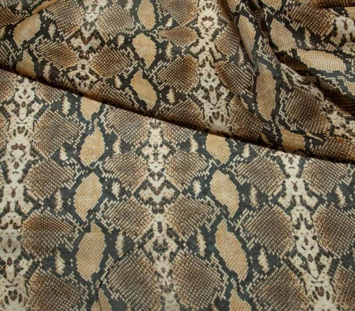 Батист шелковый "Питон", цвет черный/коричневый, 1032320
