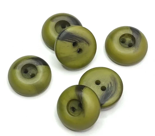Пуговица DILL, 2 отв., пластик, цвет зеленый/черный, 18 мм