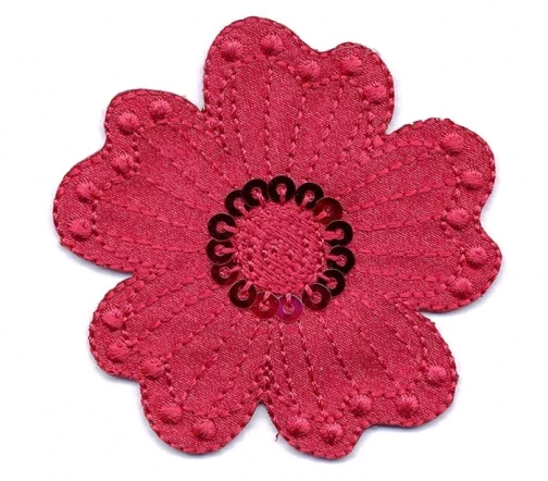 Термоаппликация Marbet "Цветок с пайетками", 6 х 6 см, красный, 569472.H