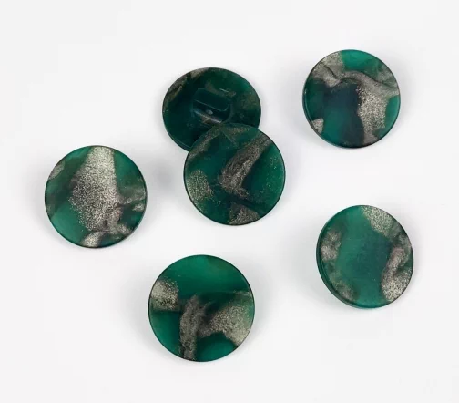 Пуговицы, Union Knopf, "Круглые с золотой пылью", на ножке, пластик, цвет зеленый, 18 мм
