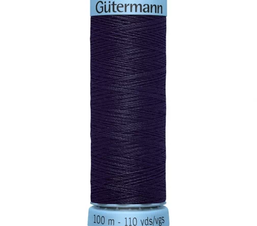 Нить Silk S303 для тонких швов, 100м, 100% шелк, цвет 387 чернильно-черный, Gutermann 744590
