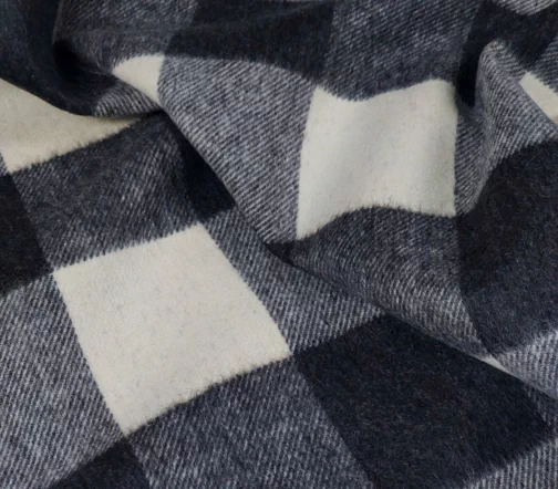 Шерсть пальтовая в молочную/графитовую клетку, 1092127