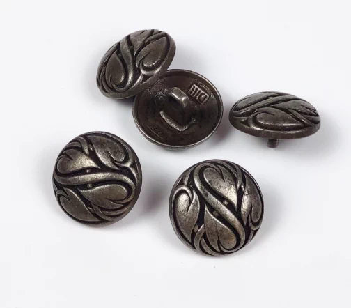 Пуговица DILL "Листья", на ножке, металл, цвет состар.олово, 20 мм