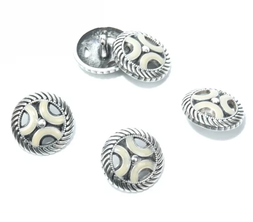 Пуговица Union Knopf, на ножке, металл, цвет св.серый/сост.серебро, 20 мм