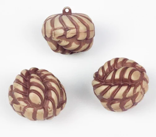 Пуговица, Union Knopf, "Рогалик", на ножке, пластик, цвет оттенки бежевого, 28 мм