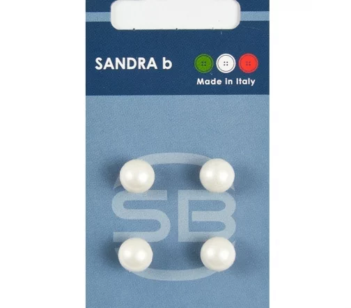 Пуговицы Sandra, на ножке, 9 мм, пластик, 4 шт., белый, CARD004