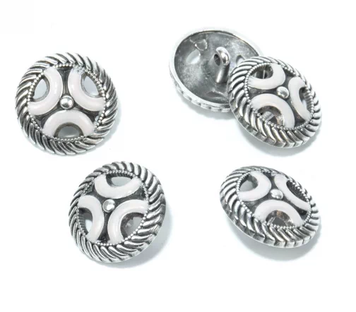 Пуговица Union Knopf, на ножке, металл, цвет кремовый/сост.серебро, 20 мм