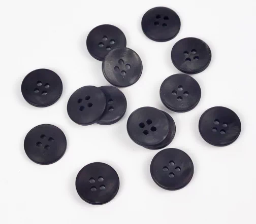 Пуговицы, Union Knopf, "Круглые, вогнутые", 4 отв., пластик, цвет черно-серый, 15 мм