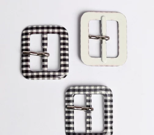 Пряжка, 25мм, металл, цвет черная/белая клетка, 13-5346-117-25
