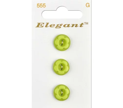 Пуговицы, Elegant, арт. 555 G, 2 отв., 12 мм, пластик, 3 шт.