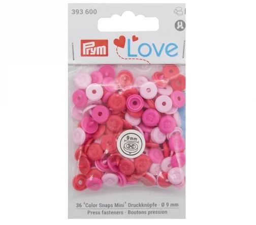 393600 Kнопки Color Snaps Mini "Имитация стежка" Prym Love, розовый, 9 мм, 36 шт, Prym
