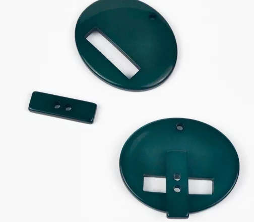 Пуговицы, Union Knopf, "Пальтовая, декоративная", 2 отв., пластик, цвет малахитовый, 45 мм