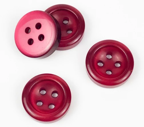 Пуговицы, Union Knopf, "Круглые, прозрачные", 4 отв., пластик, цвет свекольный, 28 мм
