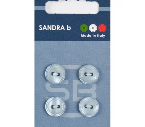Пуговицы Sandra, 12,5 мм, 2 отв., пластик, 4 шт., цвет голубой, CARD122