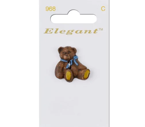 Пуговица Elegant "Медвежонок", арт. 968 L, на ножке, 23х27 мм, пластик, коричневый