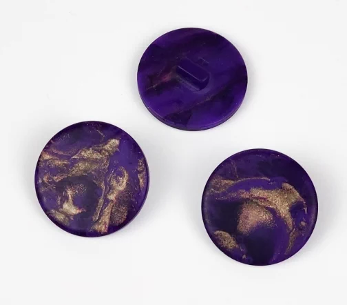 Пуговицы, Union Knopf, "Круглые с золотой пылью", на ножке, пластик, цвет фиолетовый, 22 мм