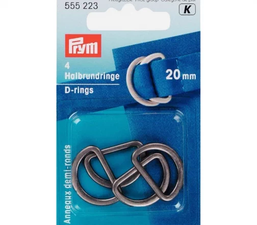 555223 Полукольца, металл, 20 мм, цв. состаренного серебра, упак./4 шт., Prym