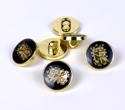 Пуговица Union Knopf "Гербовая", на ножке, пластик, цвет ч.синий/золото, 15 мм