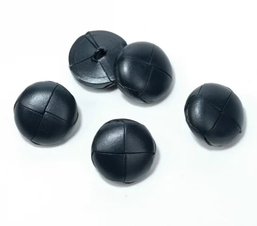 Пуговица Union Knopf, на ножке, натуральная кожа, цвет черно-синий, 23 мм