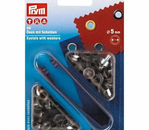 541361 Люверсы с инструментом для установки, 5 мм, 40 шт., цвет состаренная латунь, Prym