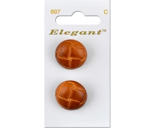 Пуговицы Elegant, арт. 897 E, на ножке, 22 мм, пластик, 2 шт., коричневый