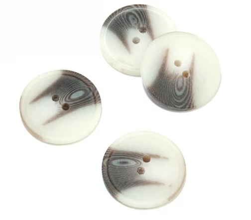 Пуговица DILL, 2 отв., пластик, цвет молочный/коричневый, 30 мм