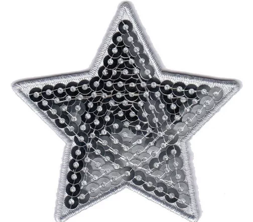 Термоаппликация "Звезда с пайетками серебристая крупная", 6,3 х 6 см, арт. 569945.B
