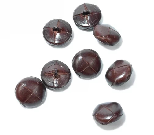 Пуговица Union Knopf, на ножке, натуральная кожа, цвет т.коричневый, 18 мм