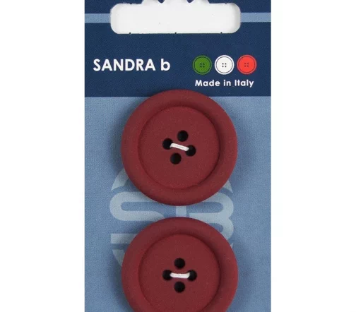Пуговицы Sandra, 31 мм, 4 отв., пластик, 2 шт., бордовый, CARD064