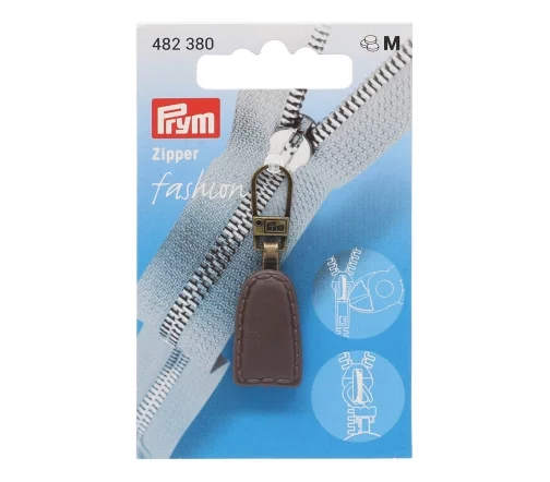 482380 Подвеска для молний, кожа, цвет коричневый, Prym